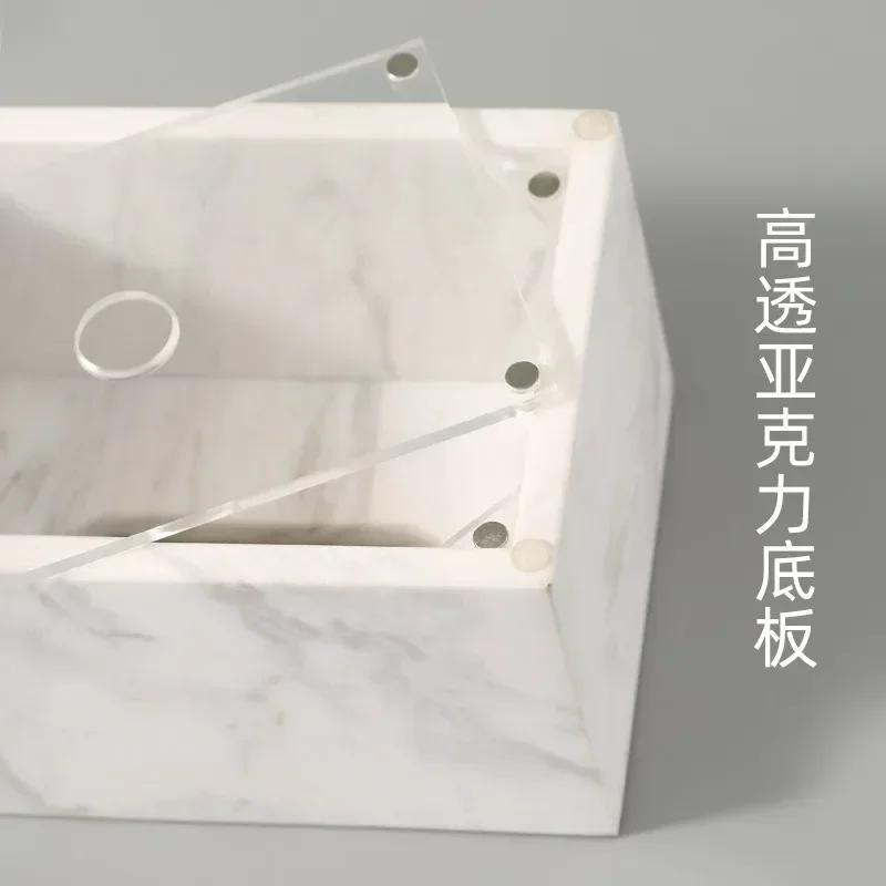 Nordic Natural Marble Tissue Box Square Rectangle Creative Black White Paper Drawer Paper Box Home Hotel Model Room Ornaments
