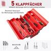 Hinged Steel Tool Chest with 5 Compartments, 56x20x41 cm, Red