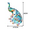 Metal Peacock Figurine Large Tail Colorful Ornament for Studio,