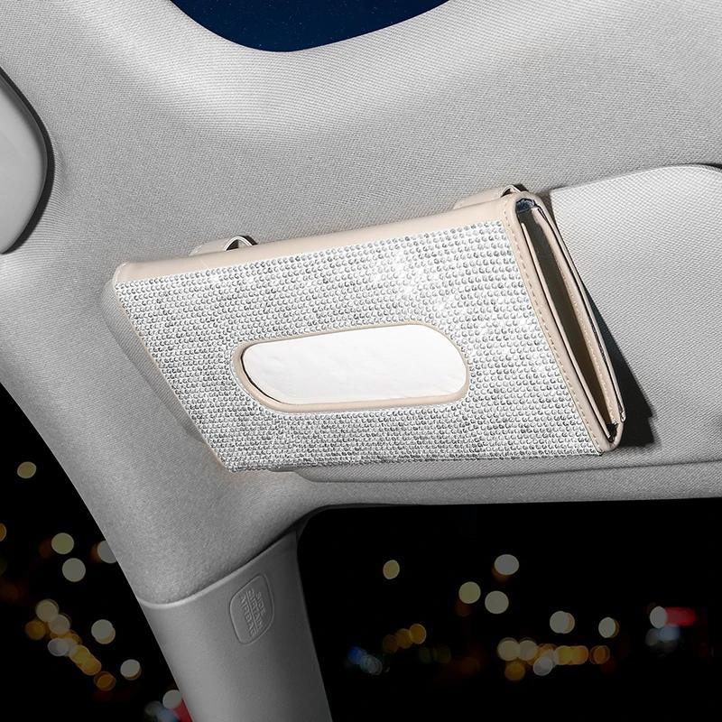 

Автомобильный солнцезащитный козырек держатель для салфеток автоподвесной автомобильный держатель из искусственной кожи с кристаллами блестящие автомобильные аксессуары для женщин бежевый