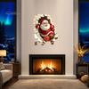 Santa Claus Decoration Decal Broken Wall Sticker, Christmas Decal, Seasonal Decorations Removable Mural for Living Room Bedroom Holiday Party