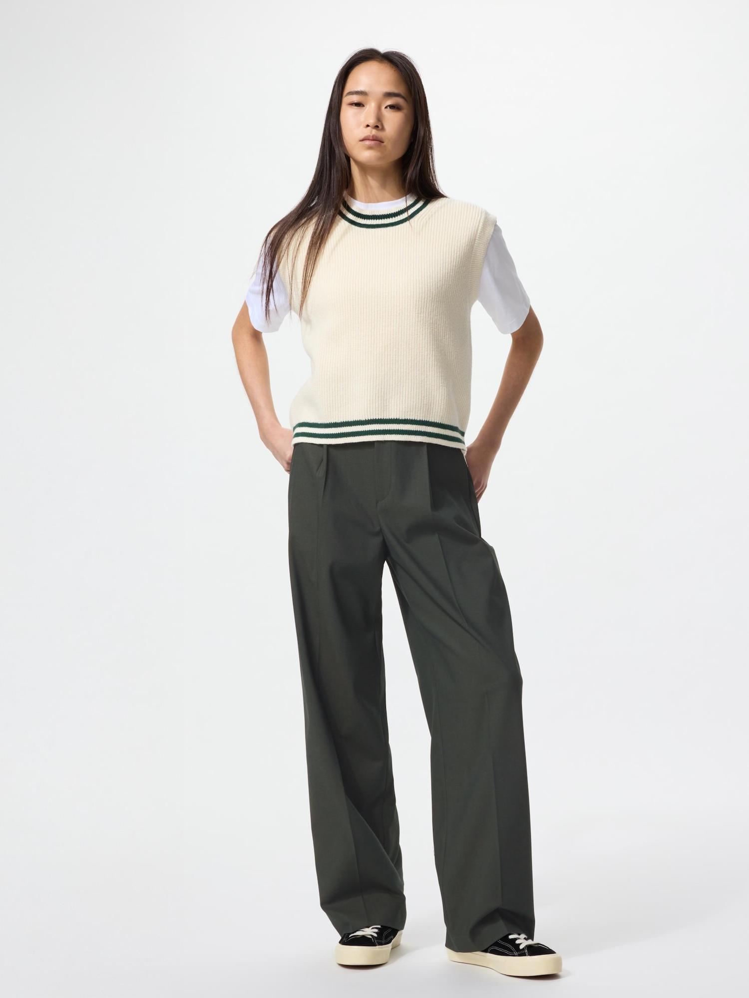 

Uniqlo Японські широкі штани One Tuck, довжина 76 см 58 DARK GREEN/XXL