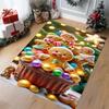 Christmas Gingerbread Man Print Rug – Festive Living Room Decor Mat & Non-Slip, Durable Bedside Floor Mat