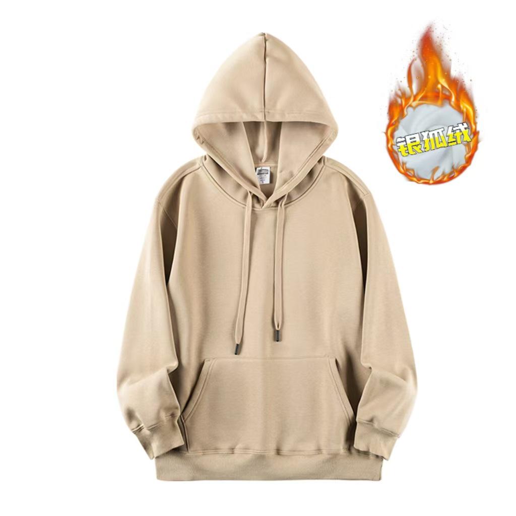 Unisex Retro Japanese Earth-Tone Fleece-Lined Heavyweight Hoodie