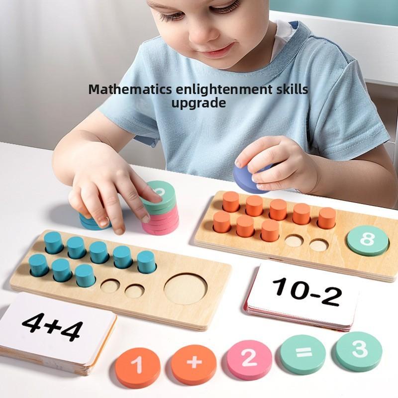 Wooden Frame Ten Abacus Math Learning Toy Kids Early Education Tool Counting