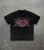 Rosa Totenkopf Grafik T-Shirt, Y2k Goth T-Shirt für Damen Herren, Vintage Stil Florales Totenkopf Top, Gruselig Süßes Emo Alt Girl Shirt, Goth Stil Kleidung