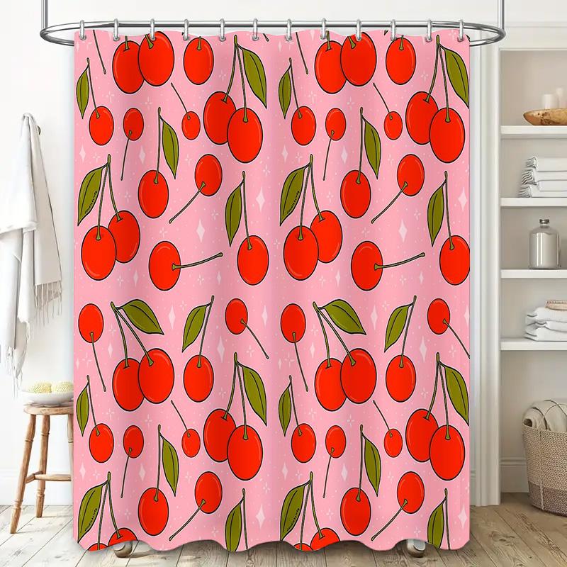 Süßer Kirschblüten-Duschvorhang Bauernhaus Blumiges Badezimmer Dekor Wasserdichtes Stoff-Hintergrundbild Vintage-Stil Heimdekoration