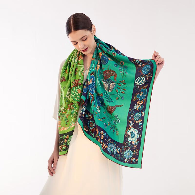 Aurora Tree of Life Mulberry Silk Wool Scarf