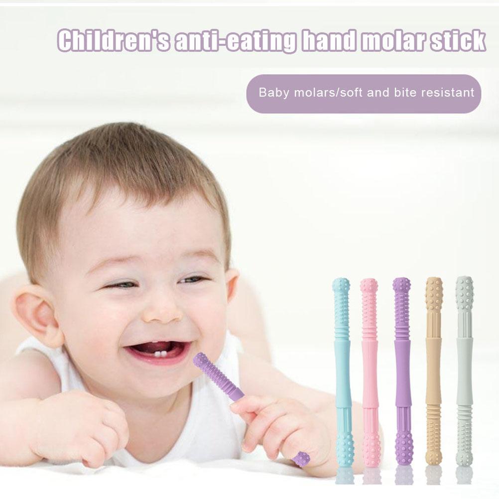 5 stk hule tennerør for babymyk silikonbitring Babybiteleker med rengjøringsbørste