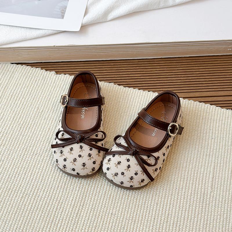 

Spring Girl s Mary Janes Flower Bowknot Hook-loop Sweet Kid s Flat Shoe Solid Colors Chic Charming Daily Children Shoes 4-6Y 21