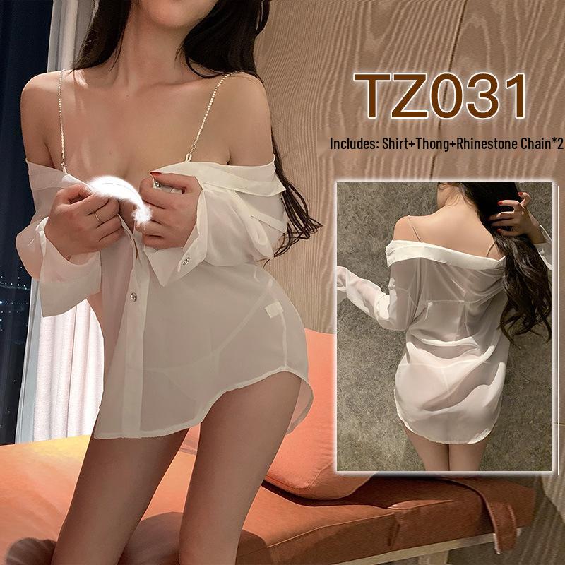 Jiuli Qingchuan Sexy Sheer Lingerie Set - Pure Desire See-Through Pajamas with Webbing Fun.
