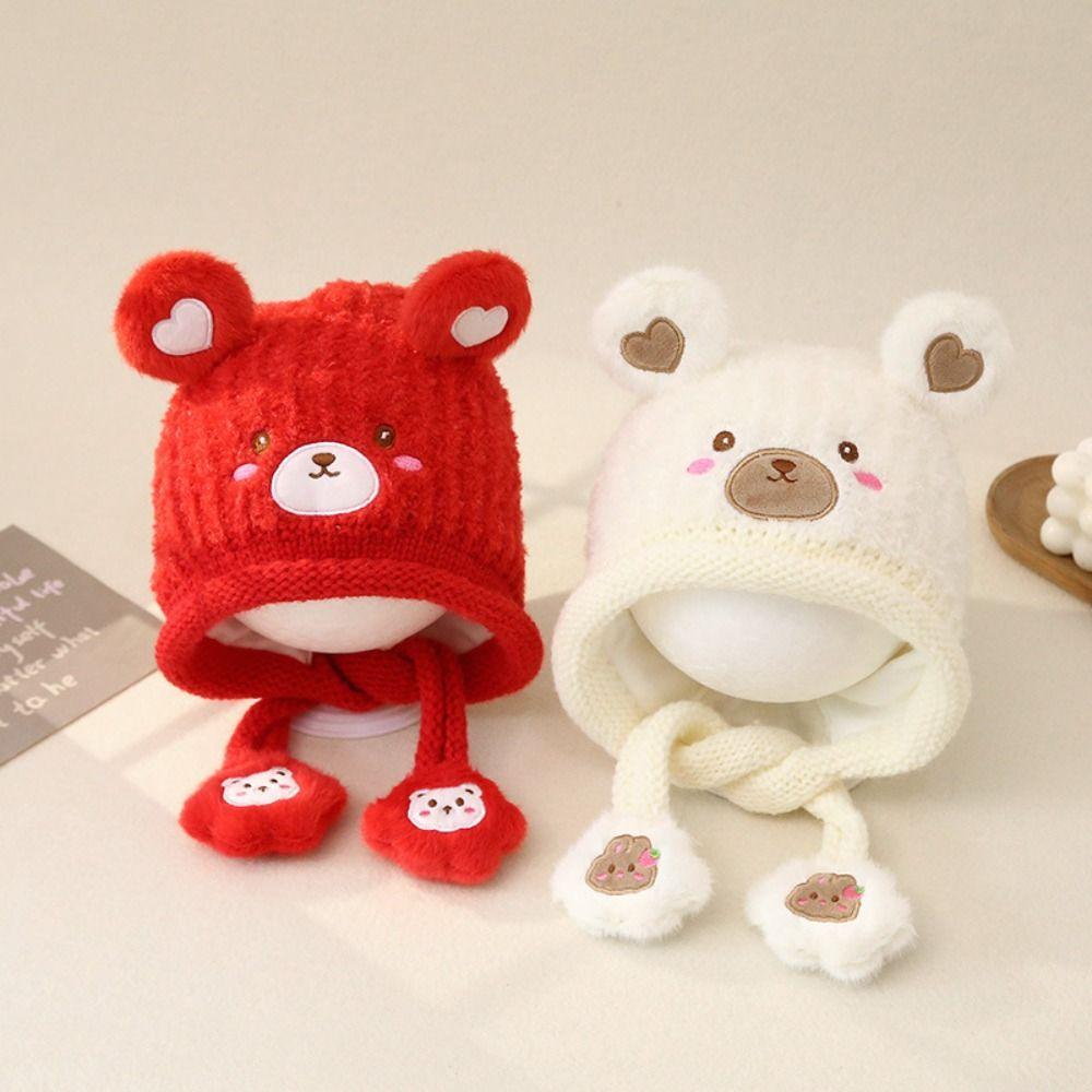 

Ear Protection Crochet Hats Plush Baby Beanie Cap Cute Kids Knitted Hat рожевий