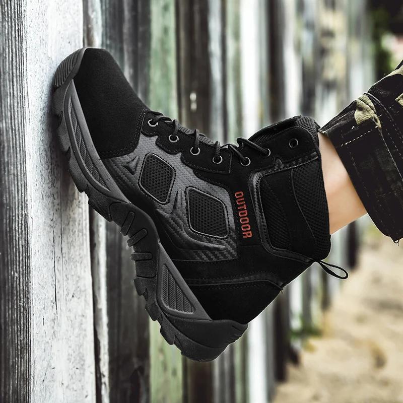 Fashion 2024 New Tactical Mens Desert Combat Boots Work Safty Shoes Leather Boots Waterproof Ankle Boot Men's Hunting Shoes Size 47