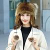 Raccoon Plush Hat with Ears Tail Design Windproof Thickened Winter Warm Plush Ear Protection Hat for Kid Adult