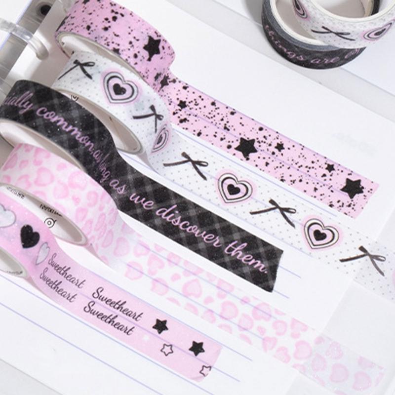 5Pieces Sweet Themed Washi Tape Rolls Creative Decorative Tape Stickers for Journals And Handmade Projects Craft Supply