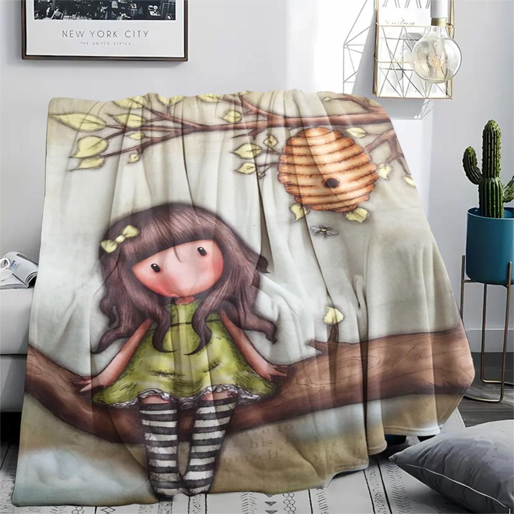 1PC Santoro Print Flannel Blanket, High quality Comfortable for All Seasons, Home Decor, Warmth and Comfort, Perfect for Christmas Gifts141