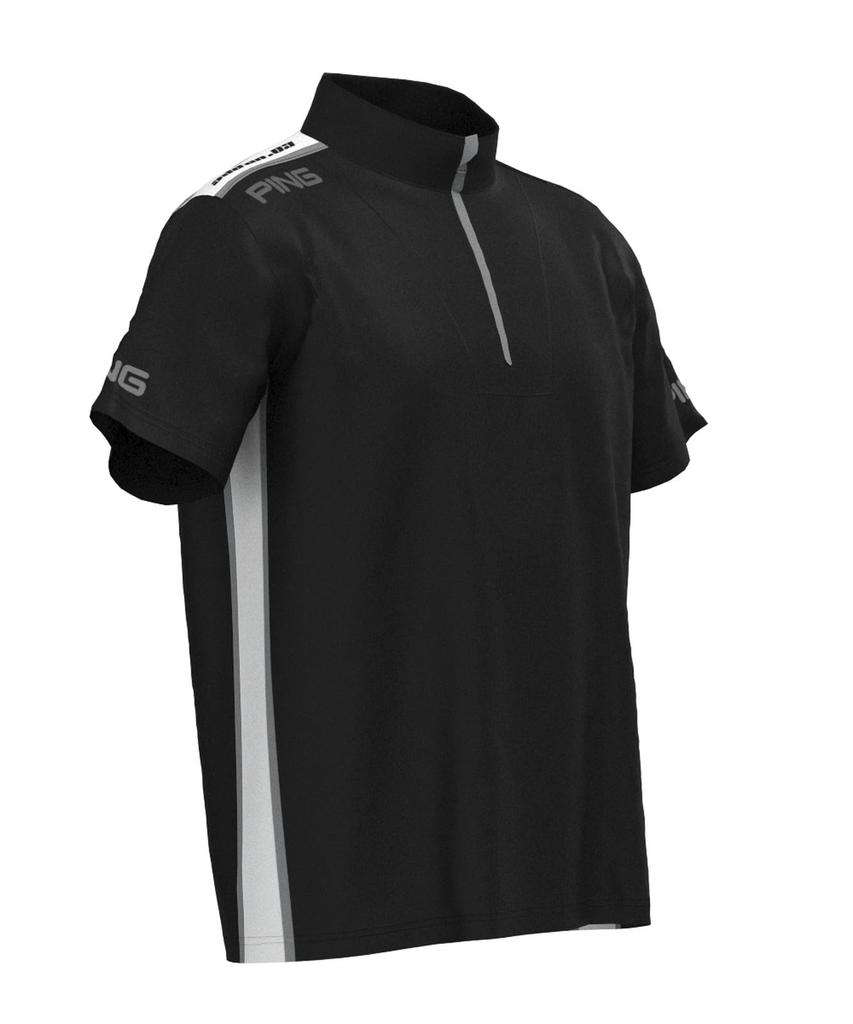 [Pin Apparel] Men's Short Sleeve High Neck Shirt [AddElm Series] (ADD.03 Technology)  Golf Innerwear  621-3268805 010Black S