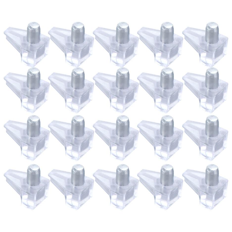 20 Stück Regalbolzen mit Metallstiften zur Unterstützung von Regalböden, Trennwänden und zur Befestigung an Schränken und Holzmöbeln