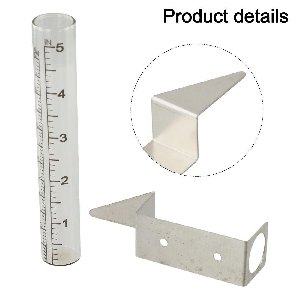 Easy To Read Glass Rain Gauge Durable Stainless Steel Garden Moisture Meter  Garden Monitoring