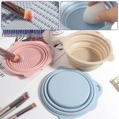 Silicone Folding Bowl for Dishwashing, Makeup Brush & Puff Cleaner.