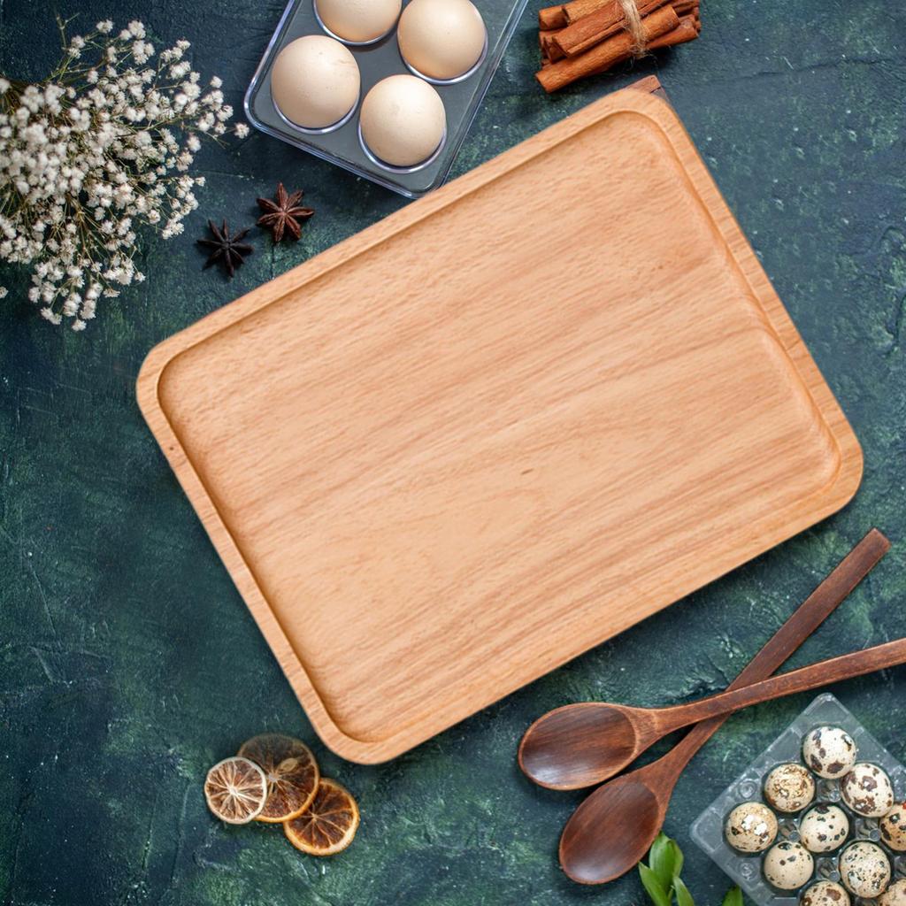 Serveringsbrett i tre Frokostbrett Te Drikk Moderne Mat Snacks Tallerken for Kjøkken