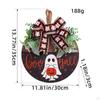 Halloween Wooden Hanging Sign Boo Ghost Door Hanger with Bow Decorative Front