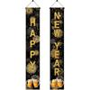 New Year Banners for Outside 12x71 Inches Happy New Year Porch Decorations Gold Letter Door Hanging Signs Party Porch Decor for Indoor Outdoor