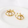 Cross-Border Oval Pearl Stud Earrings with Devil's Eye Design