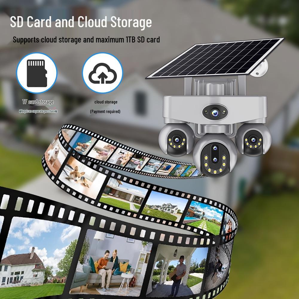 V380 Solar 4G Network Waterproof Camera with Alarm and Triple-Screen Monitor