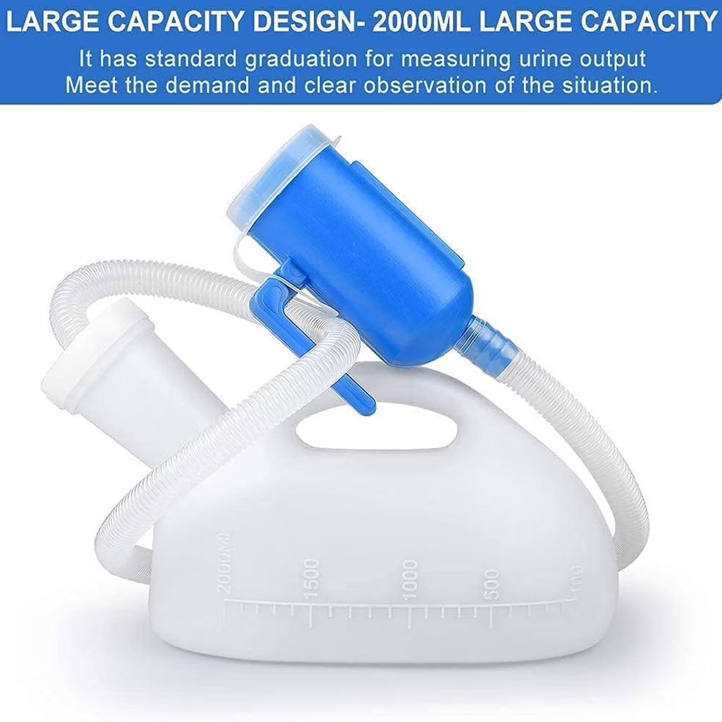 Large Capacity Male Portable Urinal with Extended Tube and Secure Lid for Home Bedridden Patient Use and Thickened Handle Design