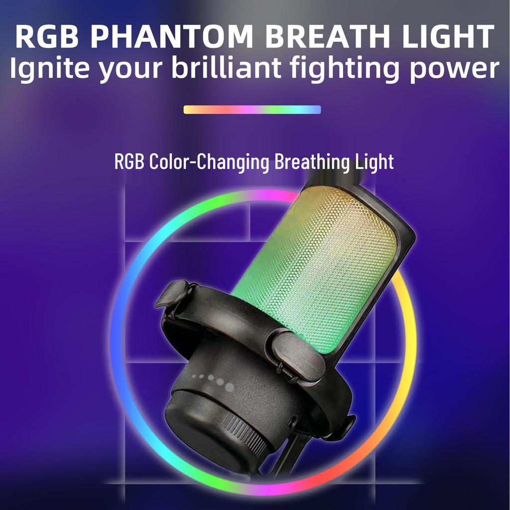 RGB USB Gaming Microphone with Pop Filter for Esports and Live Streaming