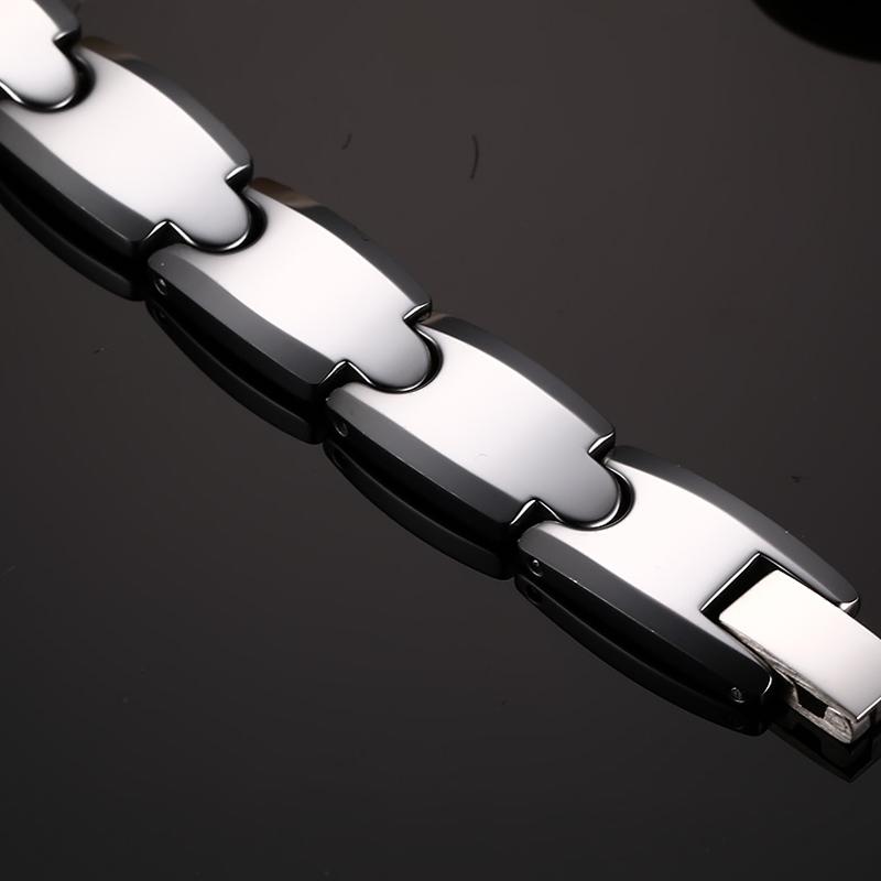 Ikuinen Couple Tungsten Bracelet for Men Women Hematite Health Energy Chain Link Bracelet Lovers Wristband Magnetic Bracelet Benefits