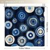 1pc Geometric Blue Curtain, Concentric Circles, 71x71 Inch, Durable Polyester, Easy-Clean, Plastic Hooks, Bath/Window Decor