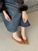 Retro Flat Heel Pointed Head Shallow Mouth Single Shoes Women's Shoes Suede Temperament One Pedal V Mouth Soft Sole Inner Height Increase Flat Shoes