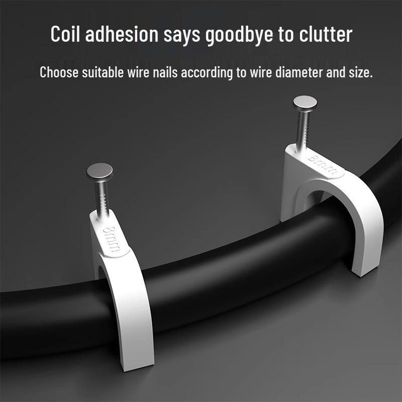 Wall-Mount Steel Nail Cable Clip for Wire Organization