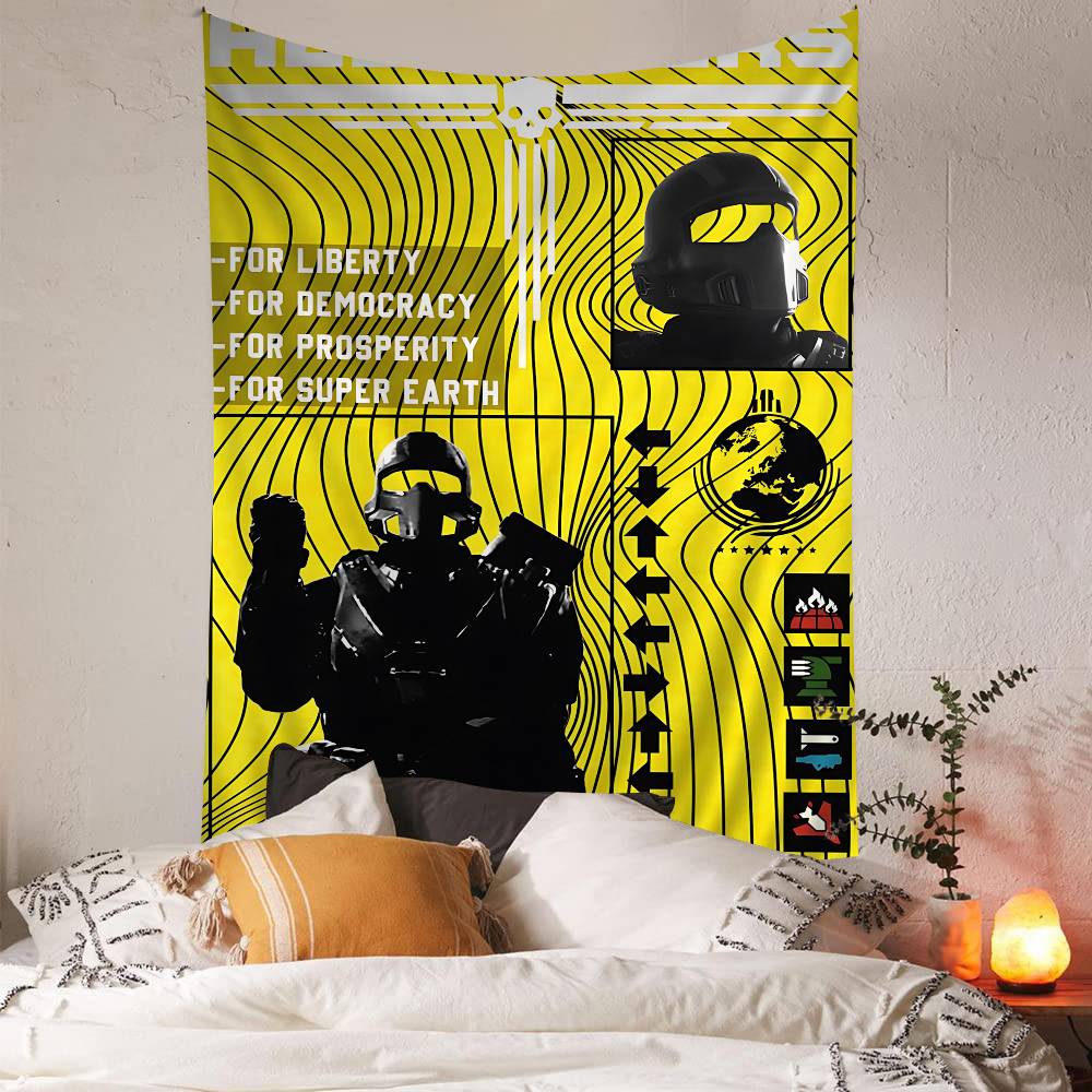 Classic Movie HHelldiver 2 Anime Tapestry Hippie Flower Wall Carpets Dorm Decor Cheap Hippie Wall Hanging