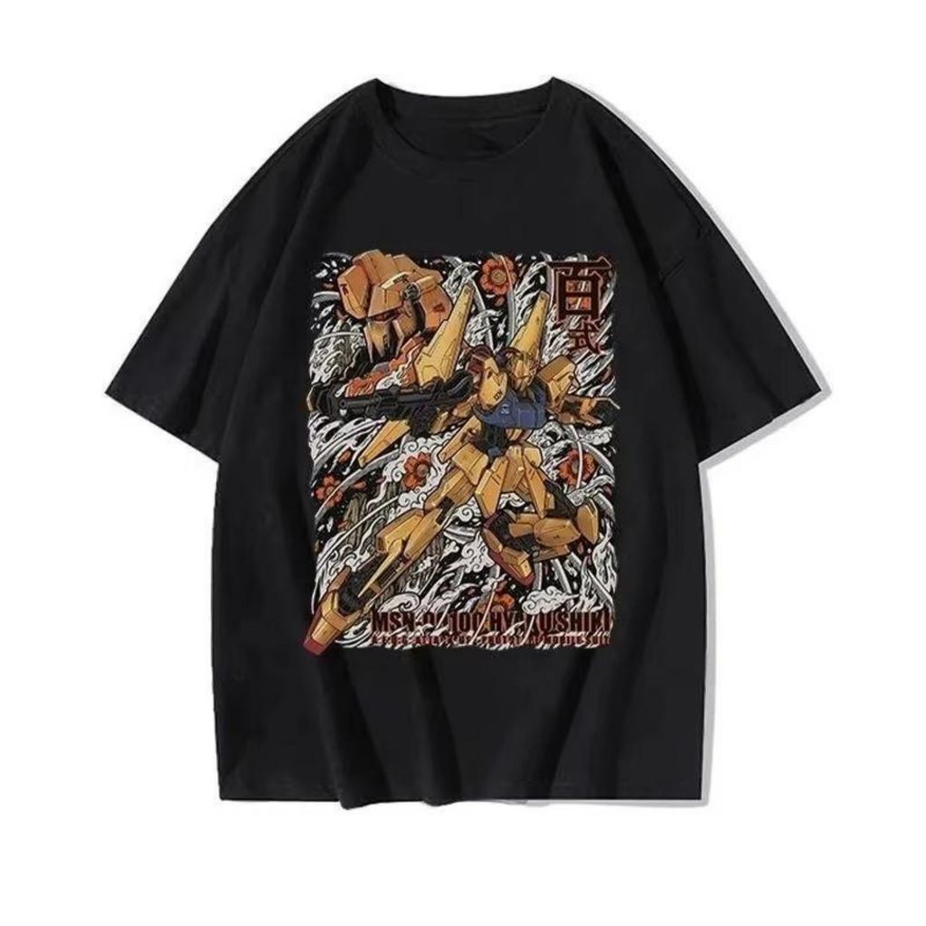2026 Summer New Gundam Pattern Warrior Loose Trend Short Sleeve Pure cottonTshirt Pure Cotton Round Neck TopTrendy Soft Shirt