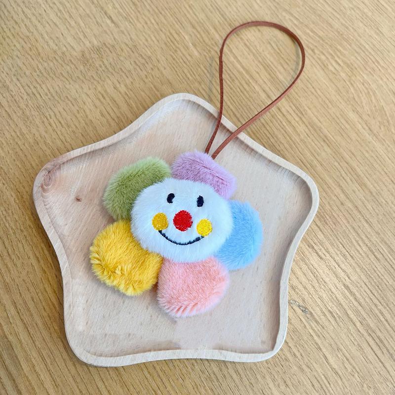 Cute Sun Flower Plush Keychains  Fluffy Charm Sunflower Key Ring On Bag Women Ladies Bag Pendant