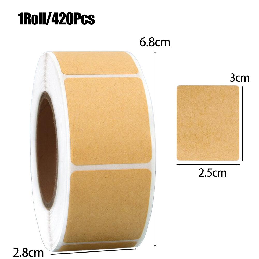 1/5roll Square Kraft Stickers Self-adhesive Blank Labels Paper Items Office Home Christmas Target Bottle Classification Stickers
