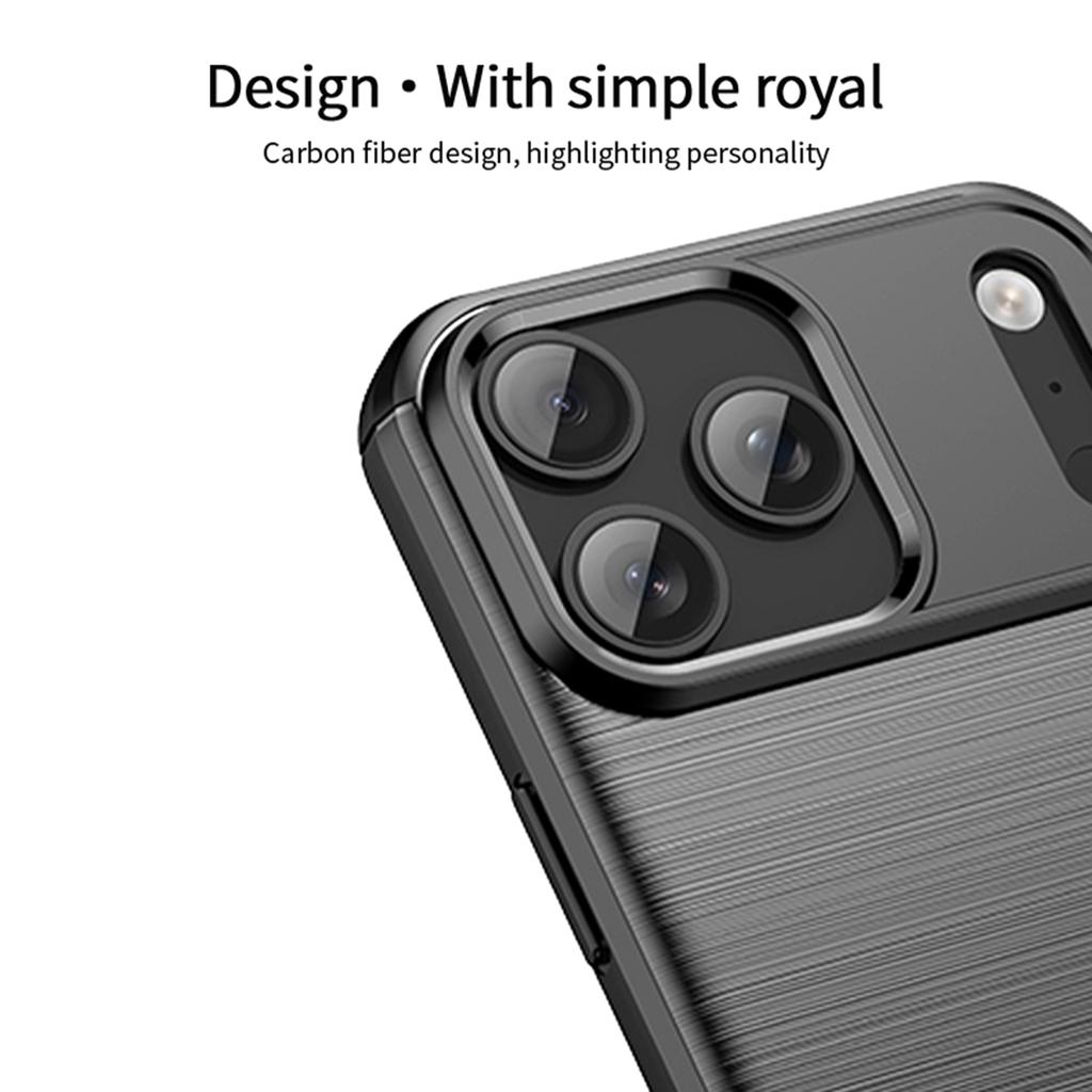 For iPhone 17 Pro Max Back Cover MOFI Brushed Texture Carbon Fiber Soft TPU Case