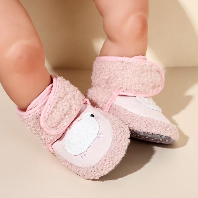 Chaussures d'hiver pour bébé premiers pas: 0-1 an, Chaud doublé polaire, Anti-chute, Bottes de neige mignonnes