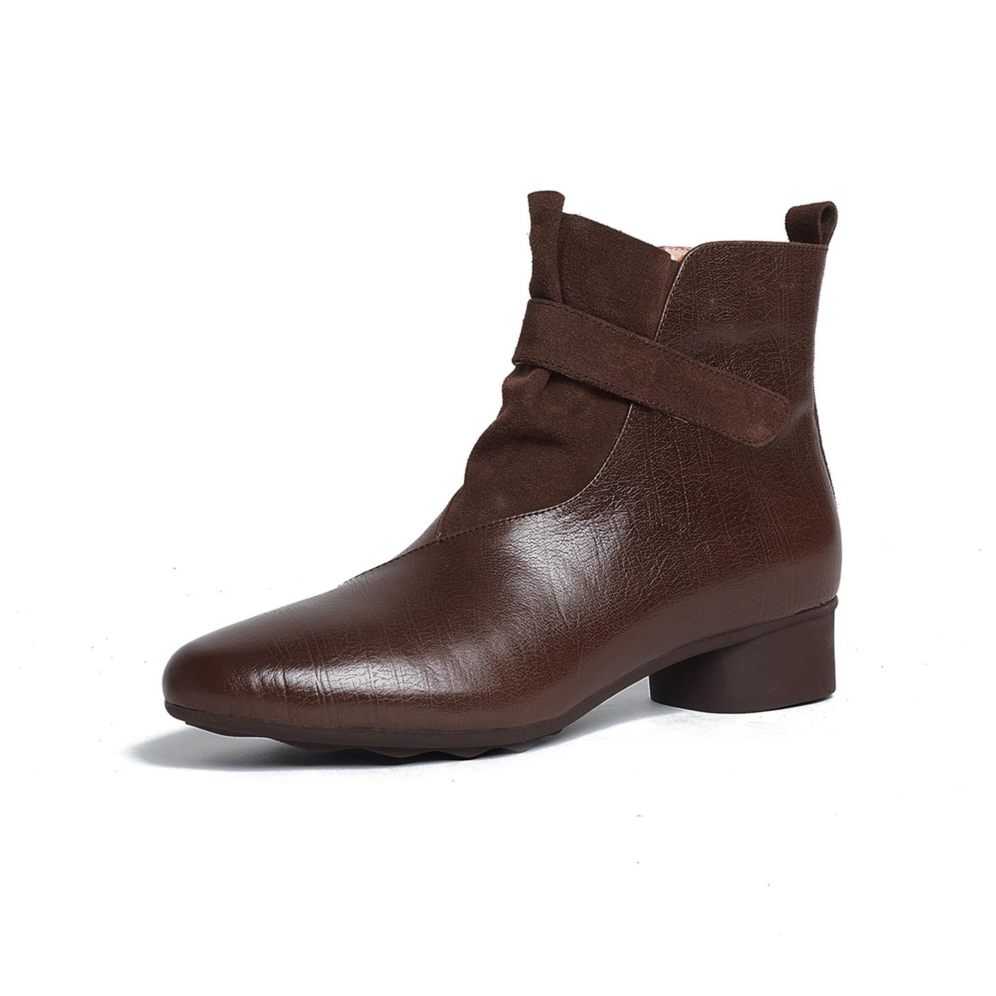 

Fashion 2025 New Autumn/winter Sheepskin Women Boot round Toe Women Shoes Fashion Boots Buckle med Heels Short Boots Zip Black Boots 34