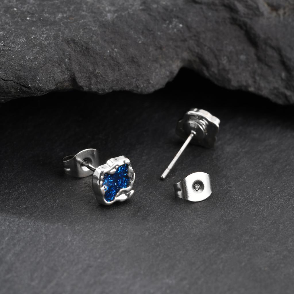 Vnox Hiphop Blue Black Enamel Earrings for Men Women, Punk Irregular Metal Stud Earrings, Gothic Punk Piercing Jewelry Gifts New