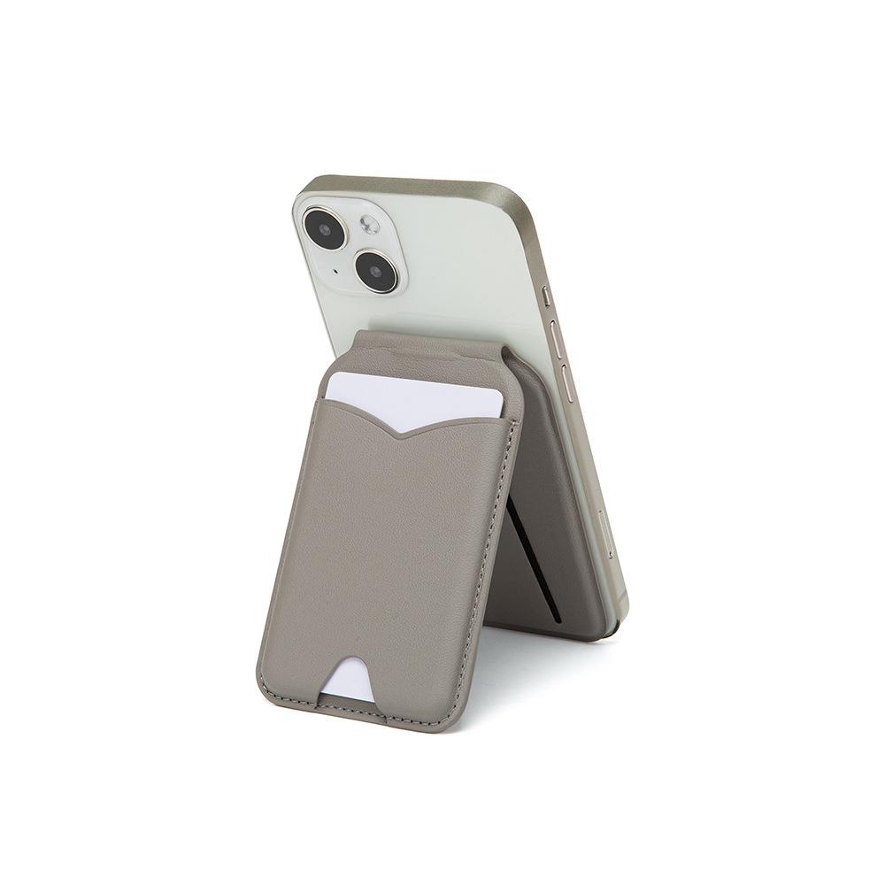 Strong magnetic shaft card bag Mobile phone holder with makeup mirror card bag Suitable for Apple iPhone mirror PU card holder
