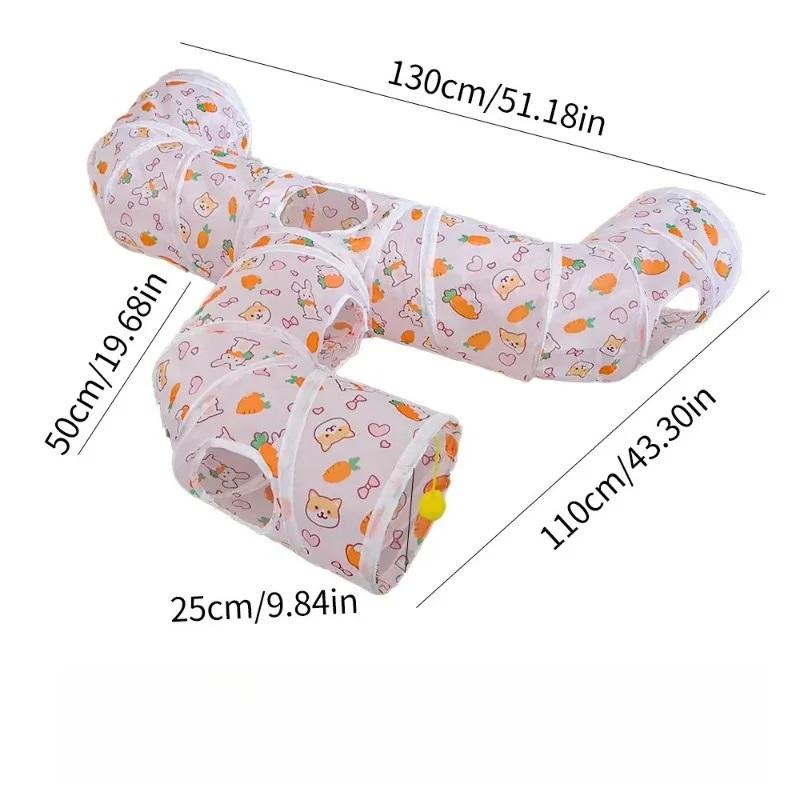 Foldable Pet Tunnel for Cat Dog Interactive Play Tent with Carrot Design Durable Cat Tunnel for Indoor/Outdoor Use Pet Playhouse
