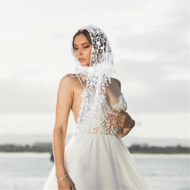 Spitzen Schleier für Hochzeit Kirchenbesuch Lateinische Messe Kopftuch Dreieckiges Mantilla für Formelle Veranstaltung Versammlung Kopfschmuck