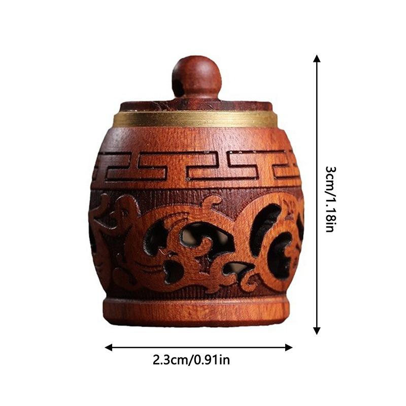Wood Hollow Carved Aromatherapy Bottle Mini Vase Pagoda Car Hanging Decoration Fragrance Diffuser Bottle Sealed Jar Pendant