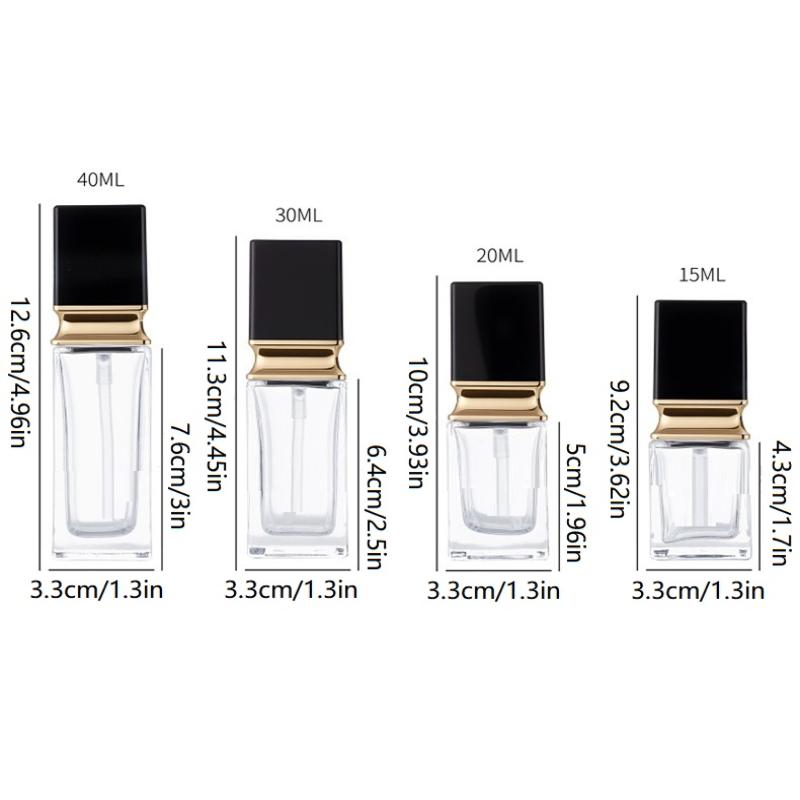 15-40Ml Empty Pump Bottle Glass Liquid Foundation Container Makeup Transparent Square Refillable Bottle Portable Pump Bottle