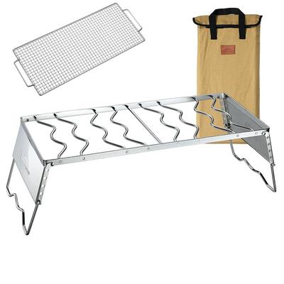 CAMPING MOON Cooktop Stand with Wind Shield, Storage Bag, 6 Height Adjustments, Folding Trivet, and Net, 550mm (MS-1019-W)