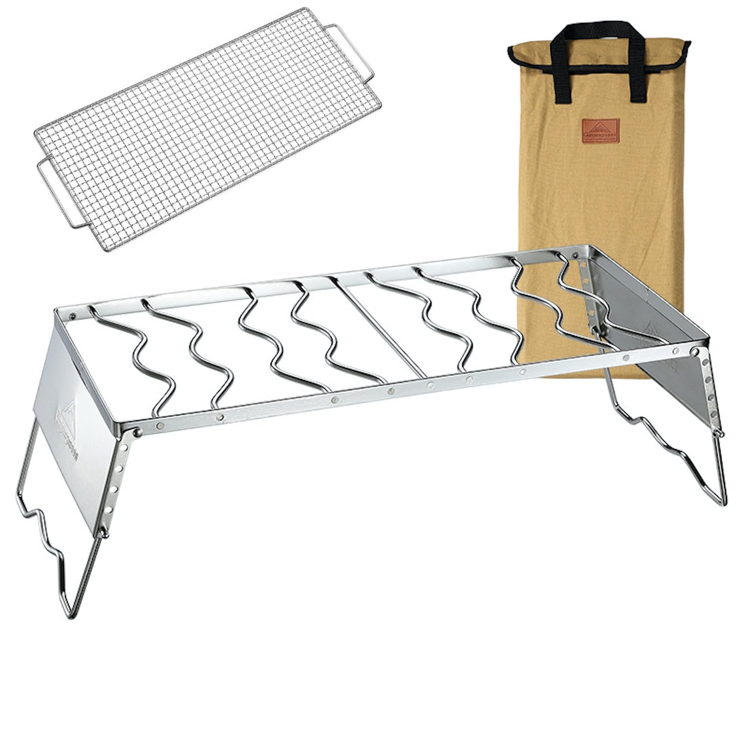 

CAMPING MOON Cooktop Stand with Wind Shield, Storage Bag, 6 Height Adjustments, Folding Trivet, and Net, 550mm (MS-1019-W)